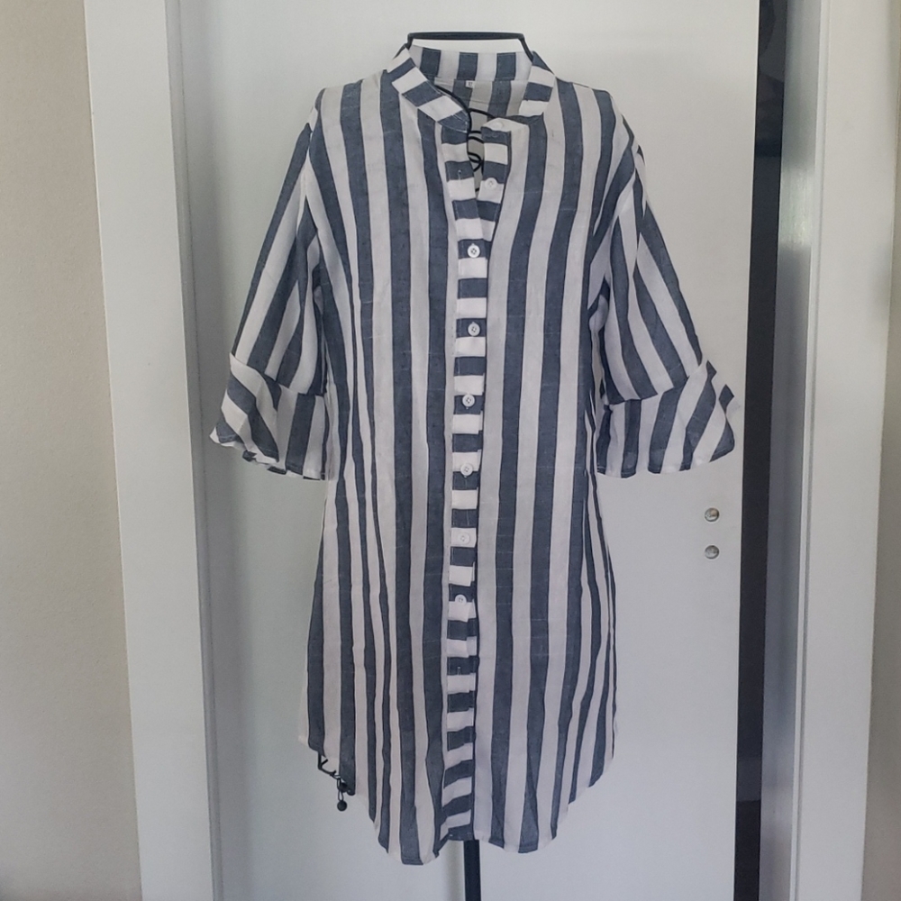 Blue, white striped dress Sz XL